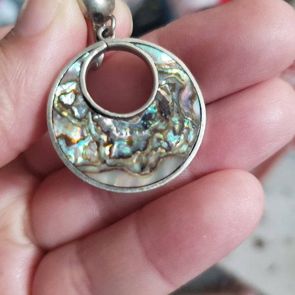 Abalone Shell Stainless Steel Clip On Screw Back Earrings Vintage - Picture 2 of 8